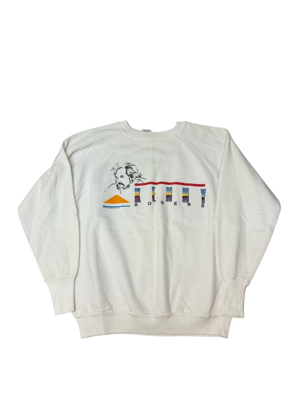 Vintage 80s Kenny Rogers Sweatshirt Mens Large White Signal Graphic Made USA
